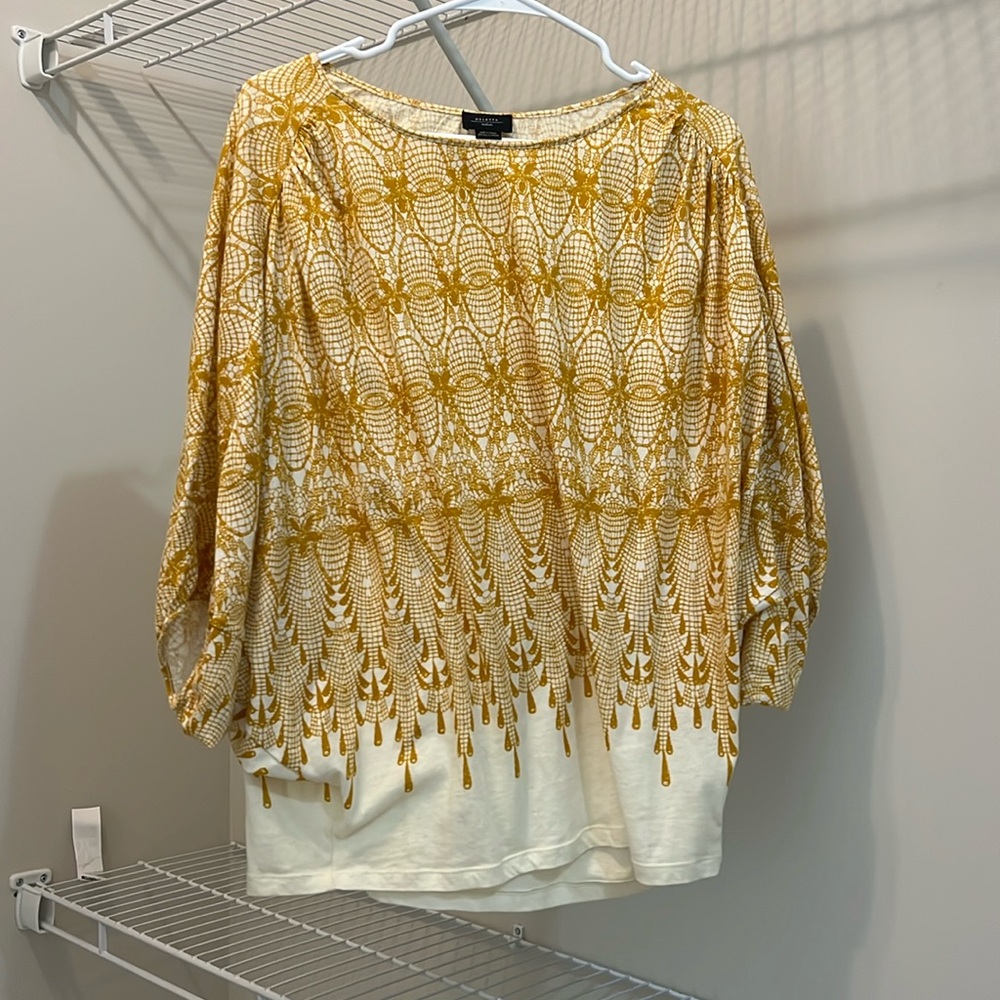 Anthropologie Deletta Amber Room Dolman Lace Print Top Size Medium